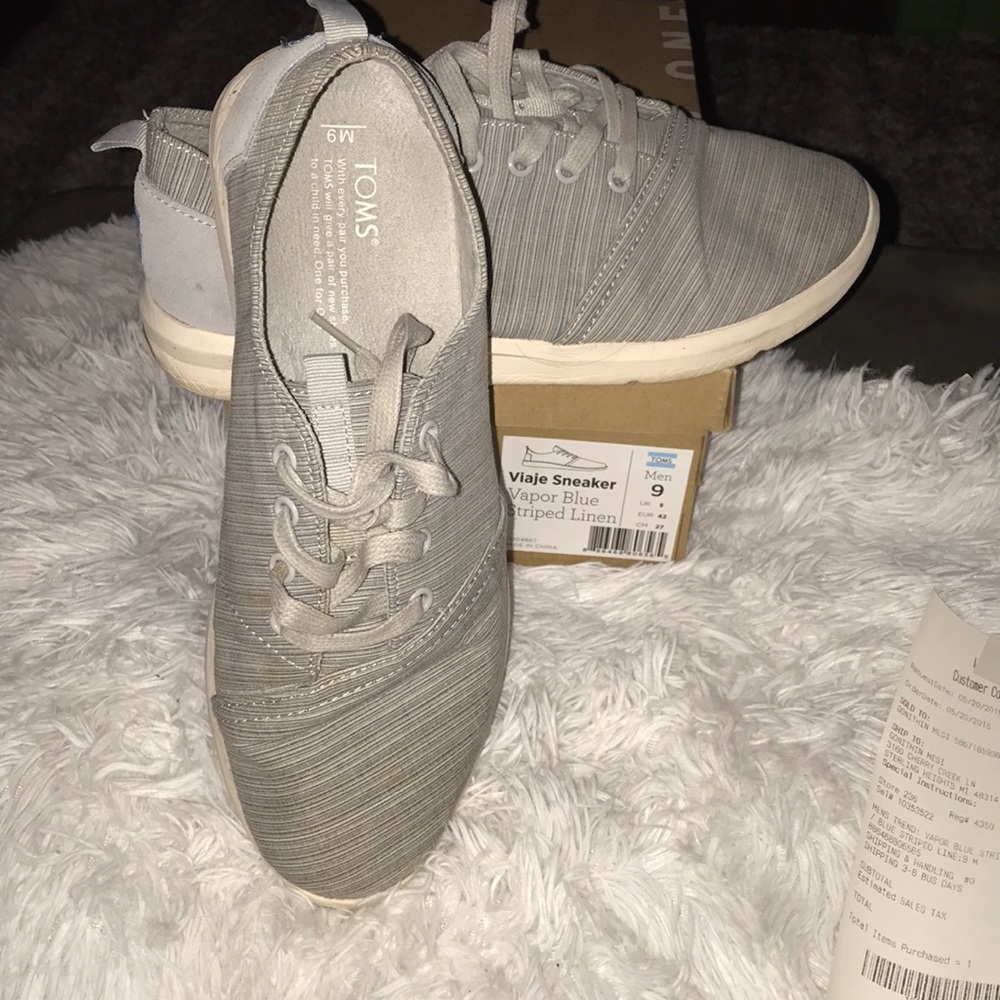 Vapor blue striped linen sneaker Toms